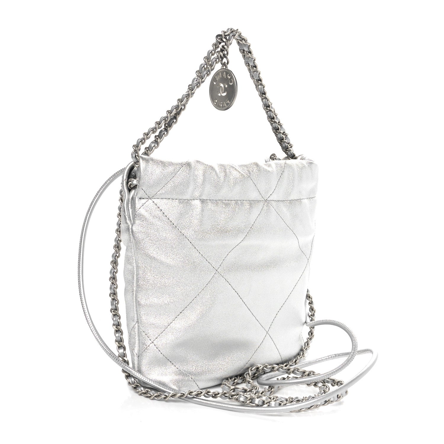 Chanel Metallic Lambskin Quilted Mini Chanel 22 Silvery 2 of 10