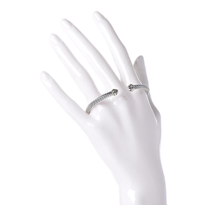 David Yurman Sterling Silver 18K Yellow Gold 4mm Cable Classics Bracelet 2 of 5