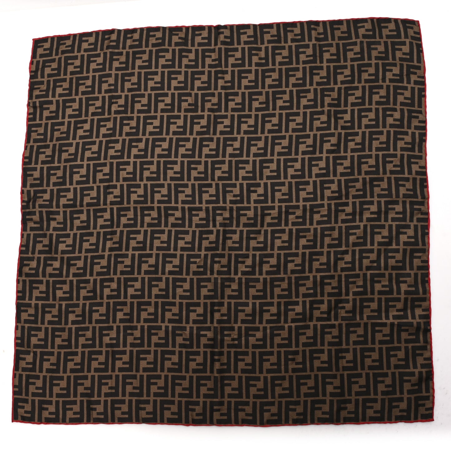 Silk FF Scarf Brown Black Red