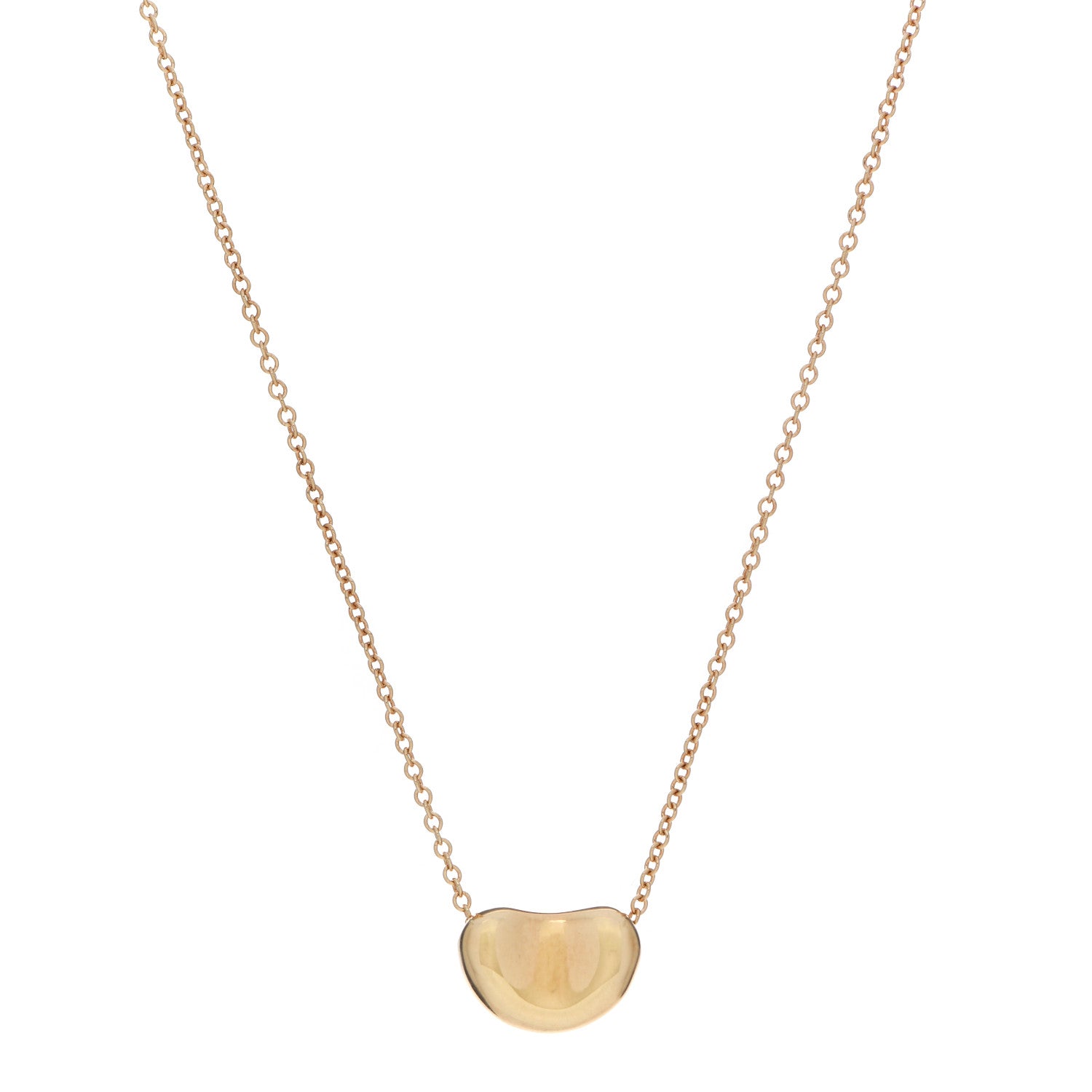 Tiffany 18K Yellow Gold 9mm Elsa Peretti Bean Pendant Necklace 1 of 6