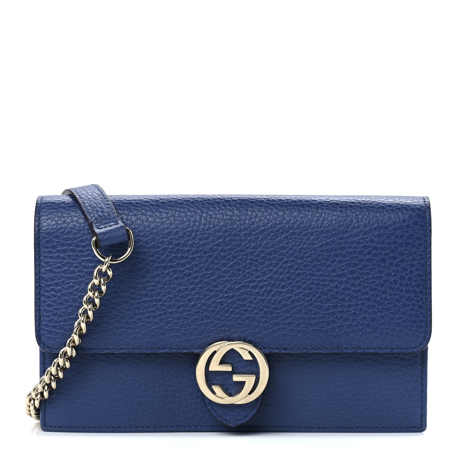 Gucci Dollar Calfskin Interlocking G Chain Wallet Caspian 1 of 11