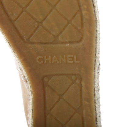 Chanel Lambskin CC Espadrilles 39 Beige Black 8 of 10