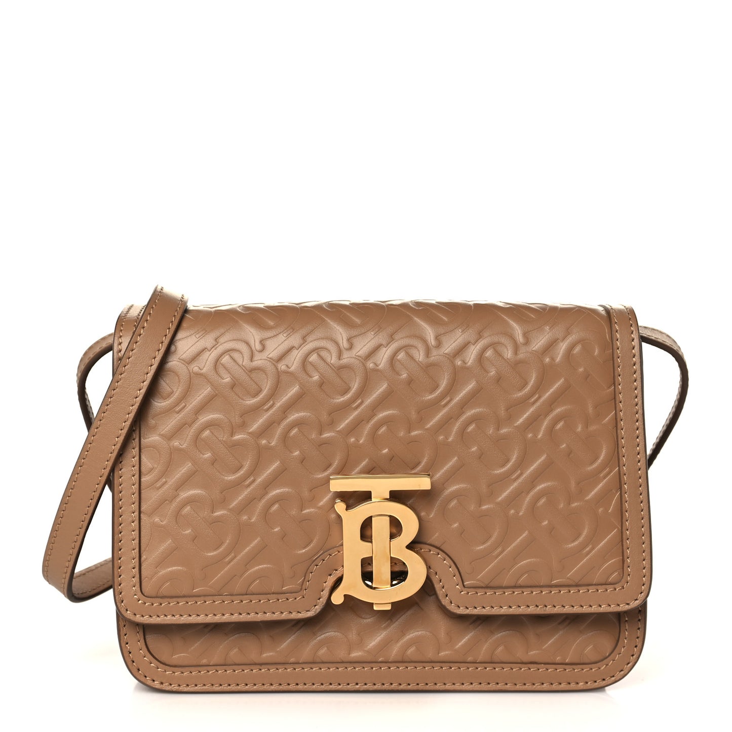 Calfskin Embossed Monogram Small TB Bag Light Camel