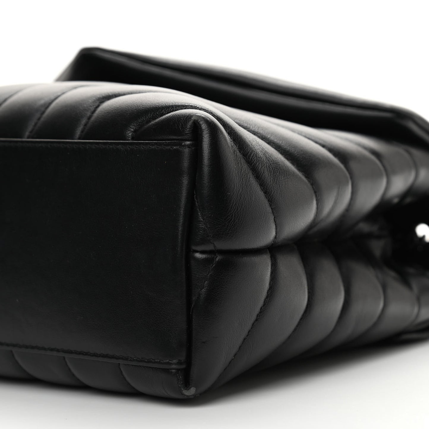 Calfskin Y Quilted Monogram Monochrome Small Loulou Chain Satchel Black