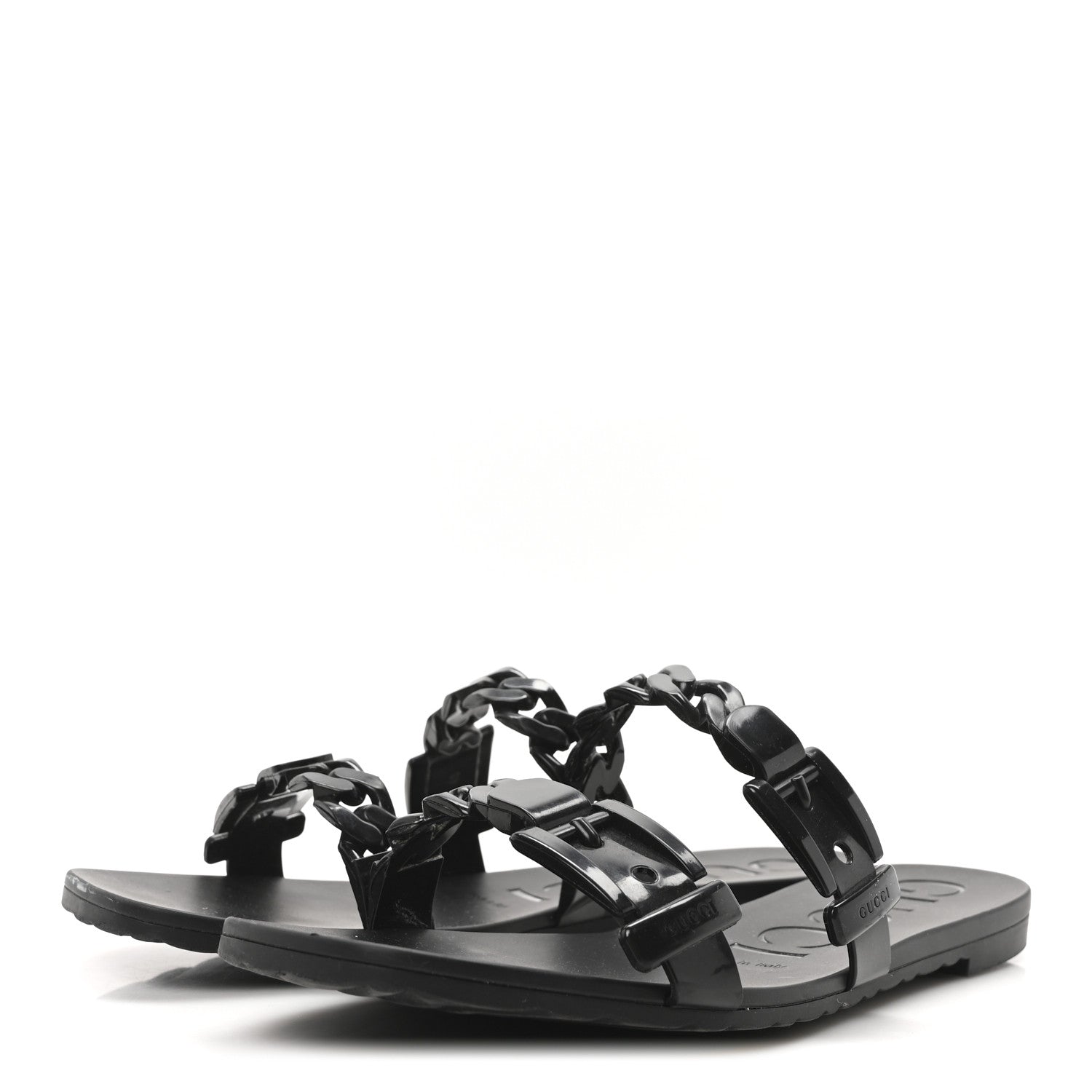 Gucci Rubber Womens Slide Sandals 40 Black 4 of 9
