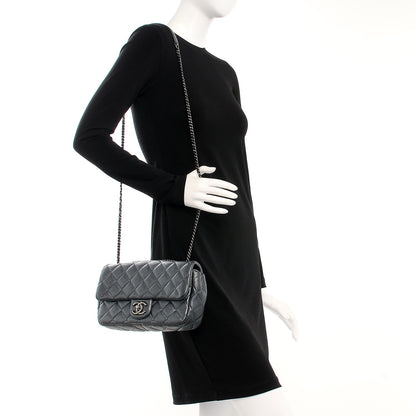 Chanel Metallic Calfskin Quilted Medium CC Eyelet Flap Dark Silver 2 of 13