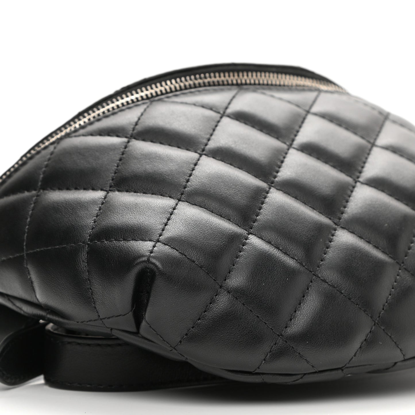 Grained Calfskin Quilted Waist Belt Bag Black