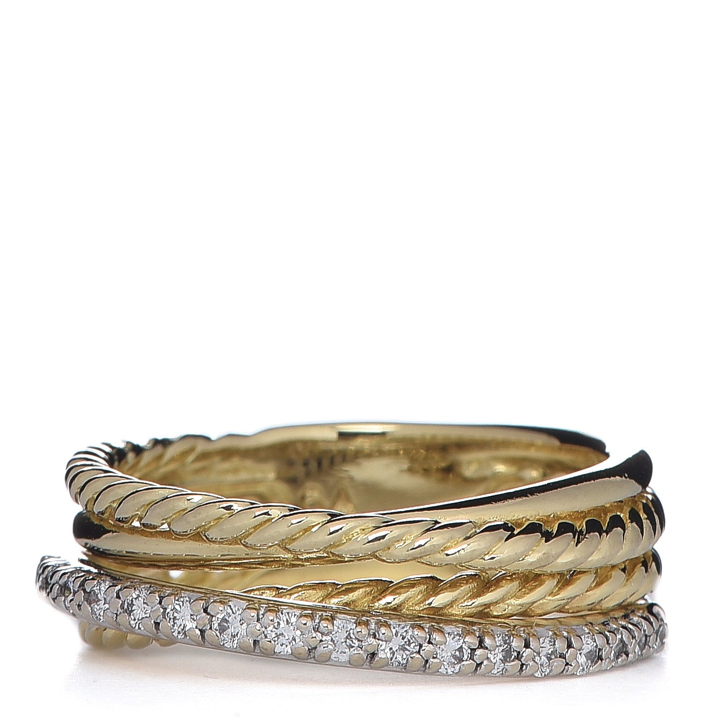 18K Yellow Gold Diamond 7mm Crossover Ring 52 6