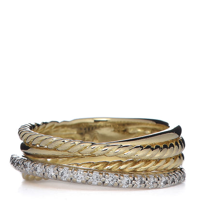 David Yurman 18K Yellow Gold Diamond 7mm Crossover Ring 52 6 1 of 5