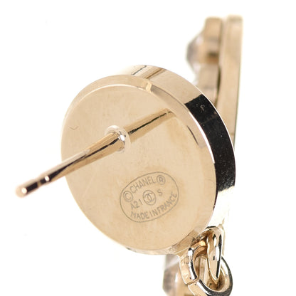 Chanel Round Crystal CC Dangle Earrings Gold 4 of 5