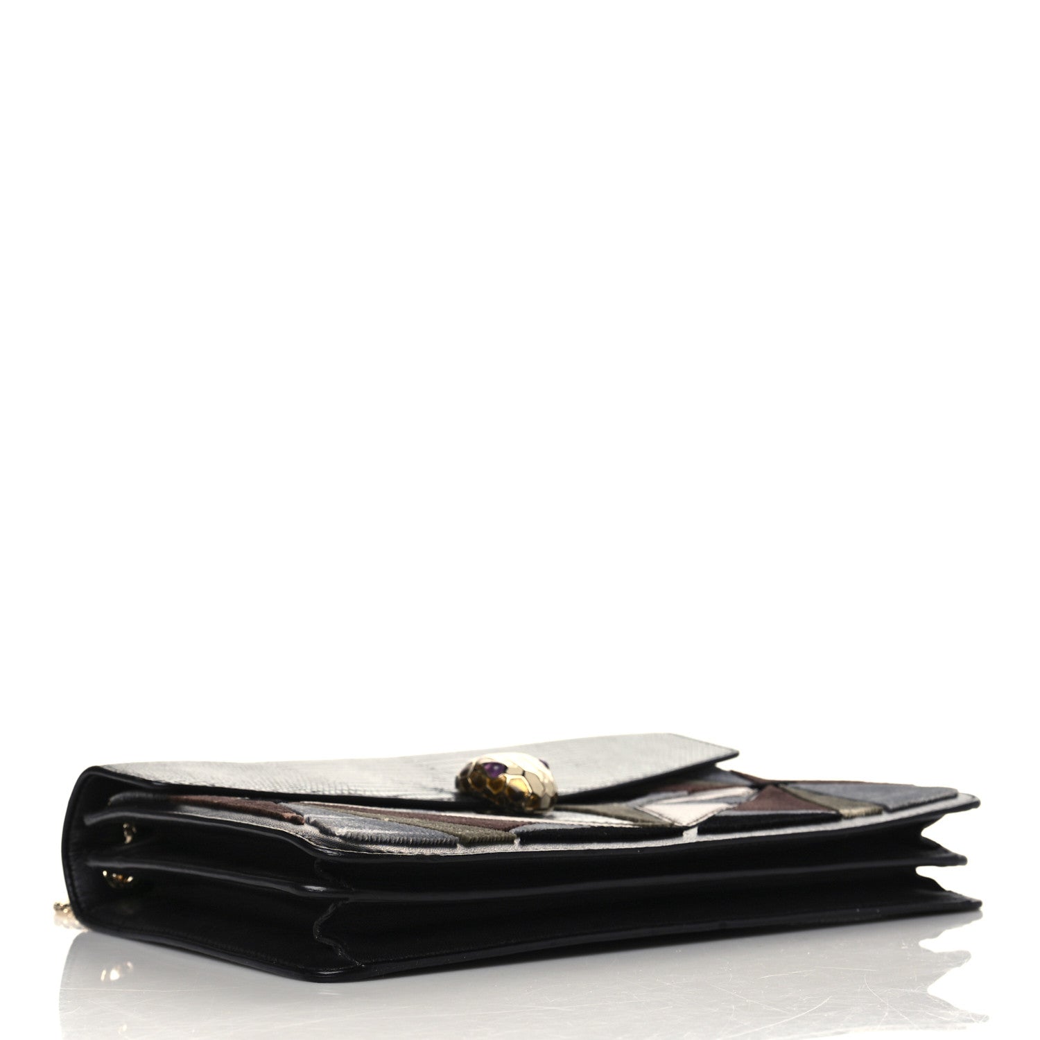 Bulgari Lizard Serpenti Forever Shoulder Bag Black Multicolor 4 of 9