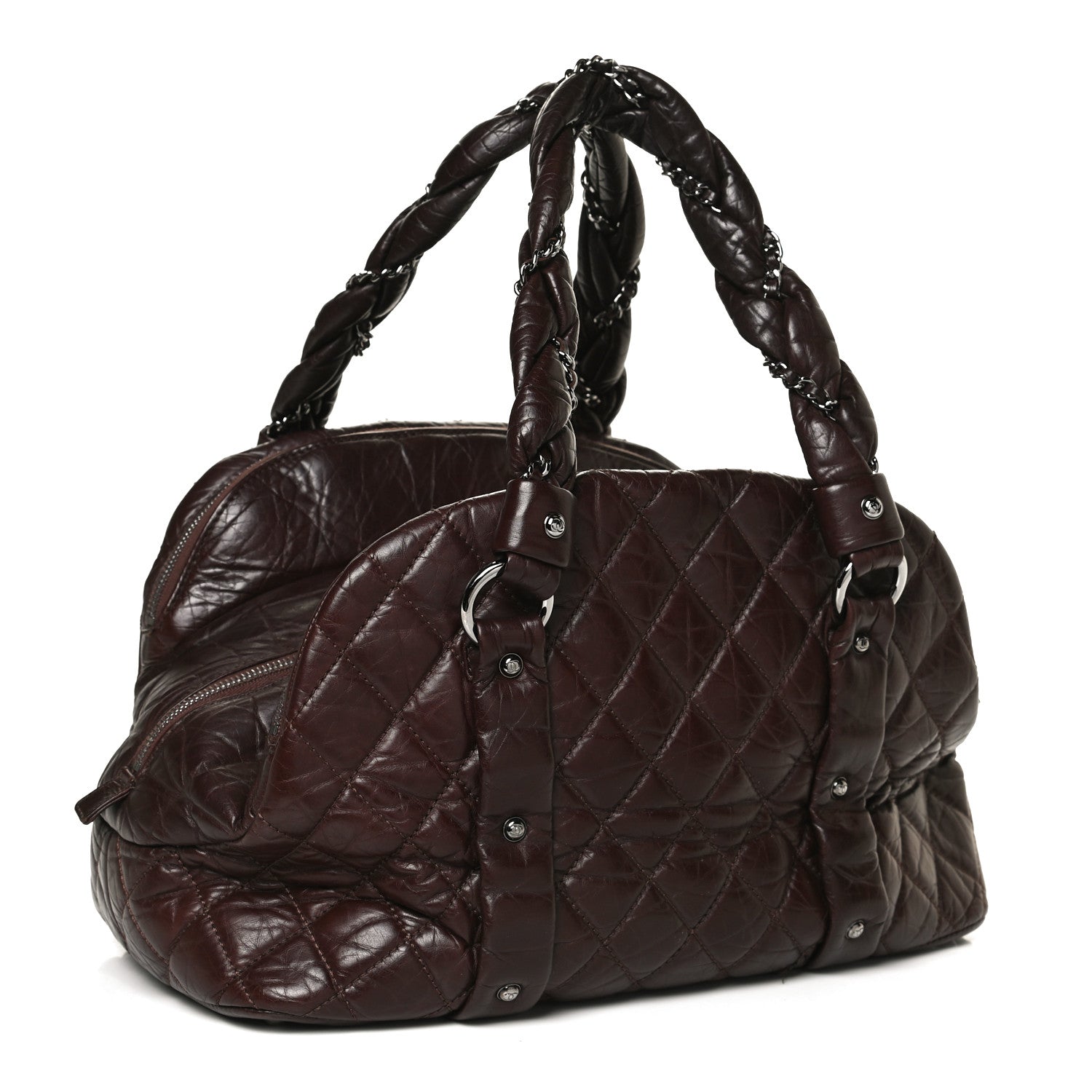 Chanel Distressed Lambskin Vintage Ligne Lady Braid Tote Brown 3 of 11