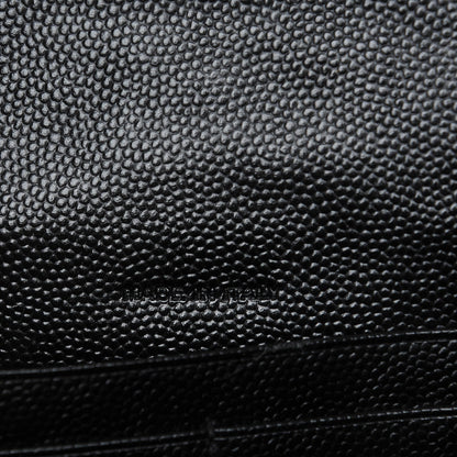 Saint Laurent Grain De Poudre Matelasse Chevron Monogram Envelope Chain Wallet Black 7 of 8