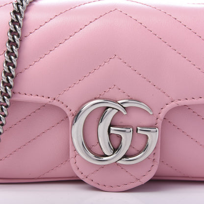 Gucci Calfskin Matelasse Super Mini GG Marmont Shoulder Bag Wild Rose 10 of 12