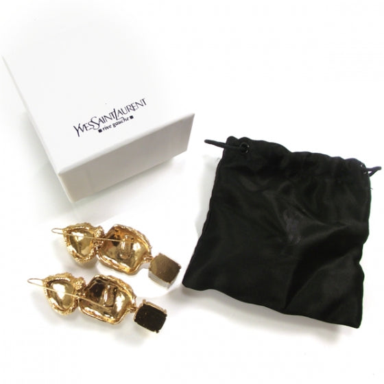 Saint Laurent Arty Too Swarovksi Earrings Gold 2 of 4