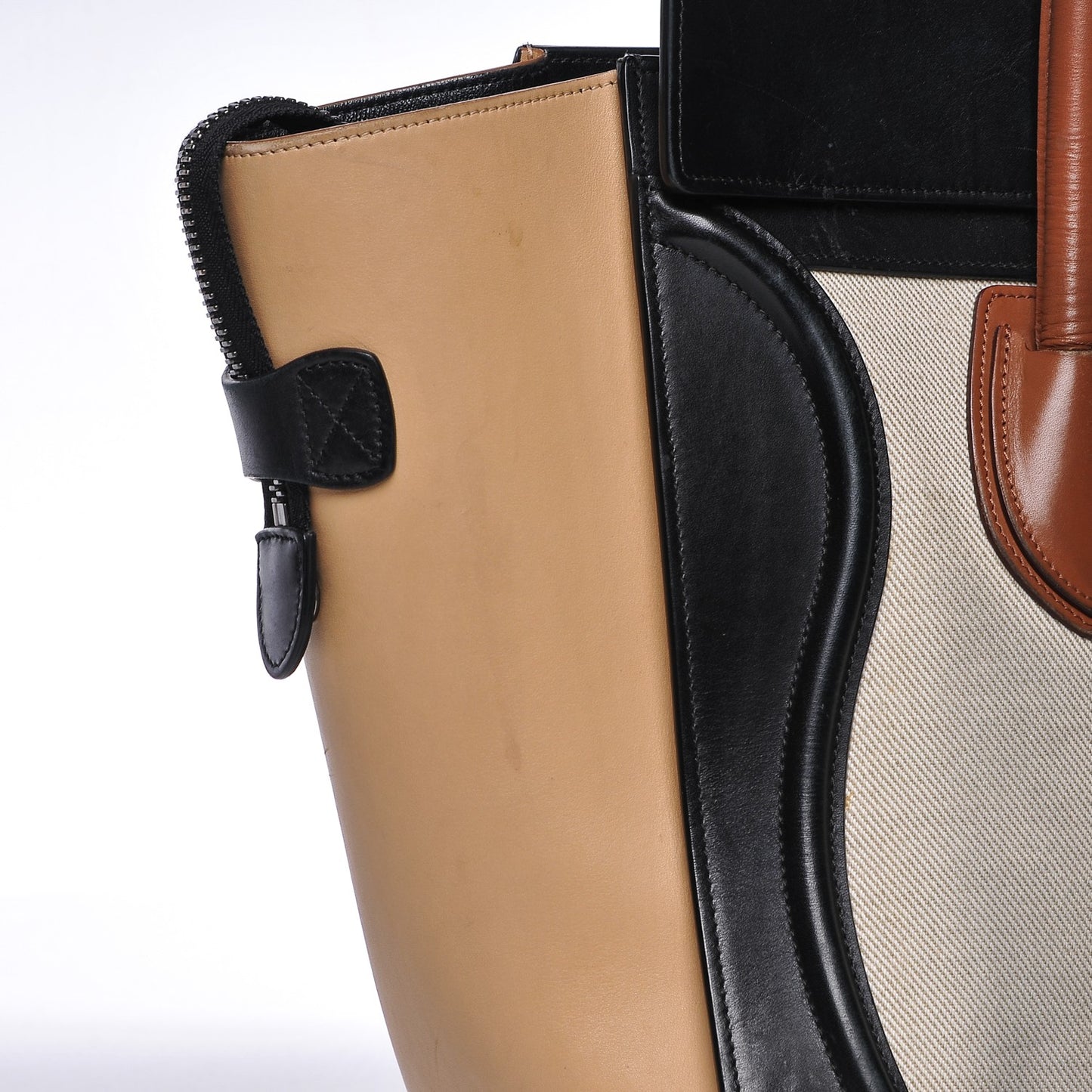 Calfskin Canvas Mini Tri-Color Luggage Tan
