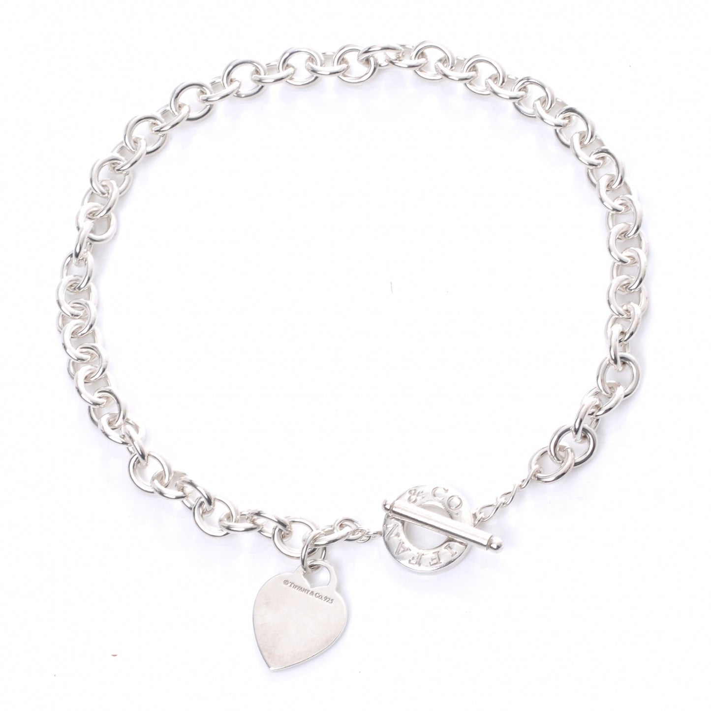 Sterling Silver Heart Tag Toggle Necklace
