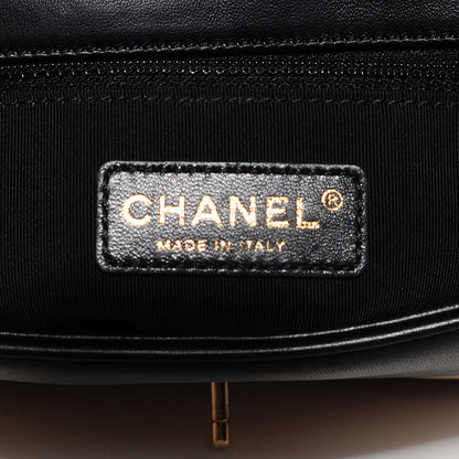 Chanel Lambskin Quilted Medium Graphic Flap Beige Black 8 of 9