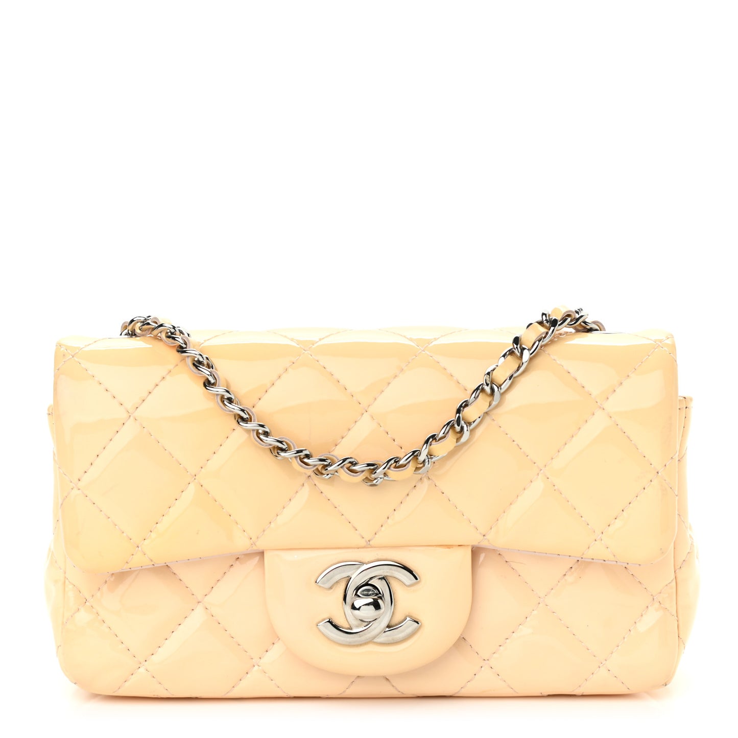 Patent Calfskin Quilted Extra Mini Flap Pink