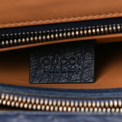 Gucci Ostrich Medium Zumi Top Handle Bag Blue 6 of 10