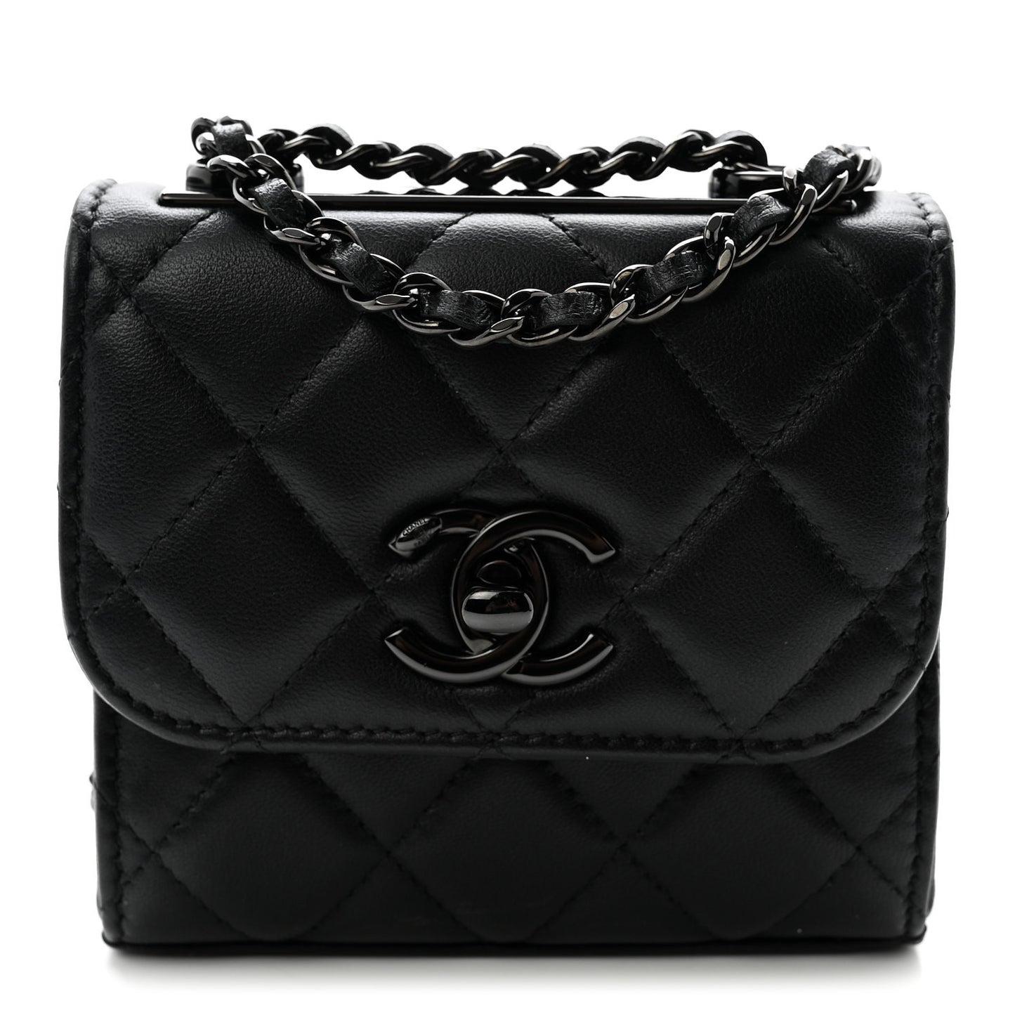 Lambskin Quilted Mini Trendy CC Chain Wallet So Black