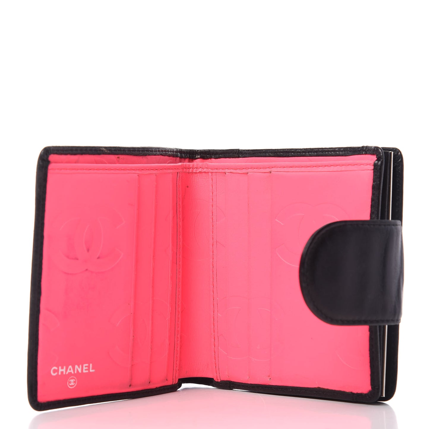 Calfskin Quilted Cambon Bi-Fold Wallet Black White