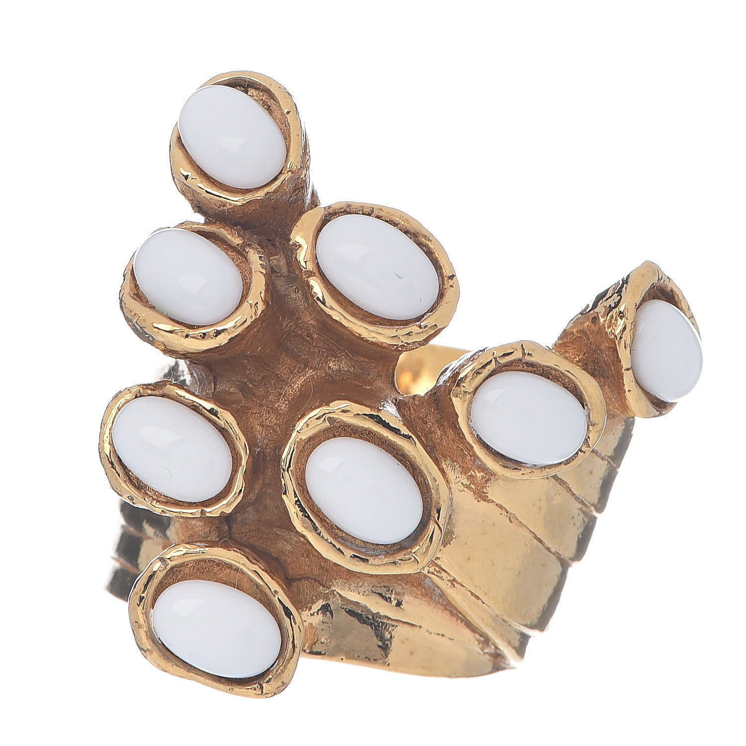 Saint Laurent Arty Dots Ring 7 Gold White 1 of 3
