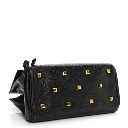 Salvatore Ferragamo Hammered Calfskin Studio Rock Bag Black 4 of 10