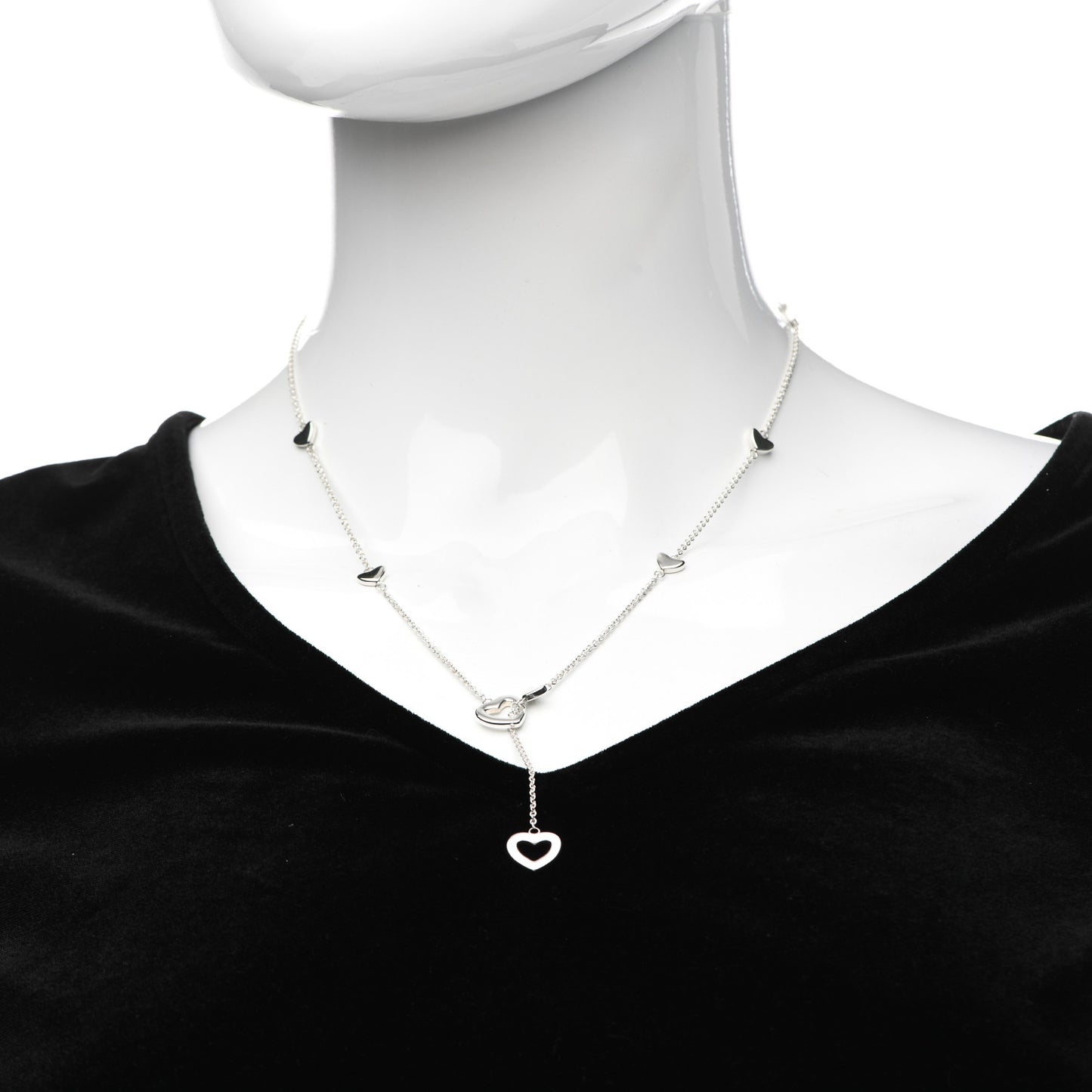 Sterling Silver Heart Lariat Necklace