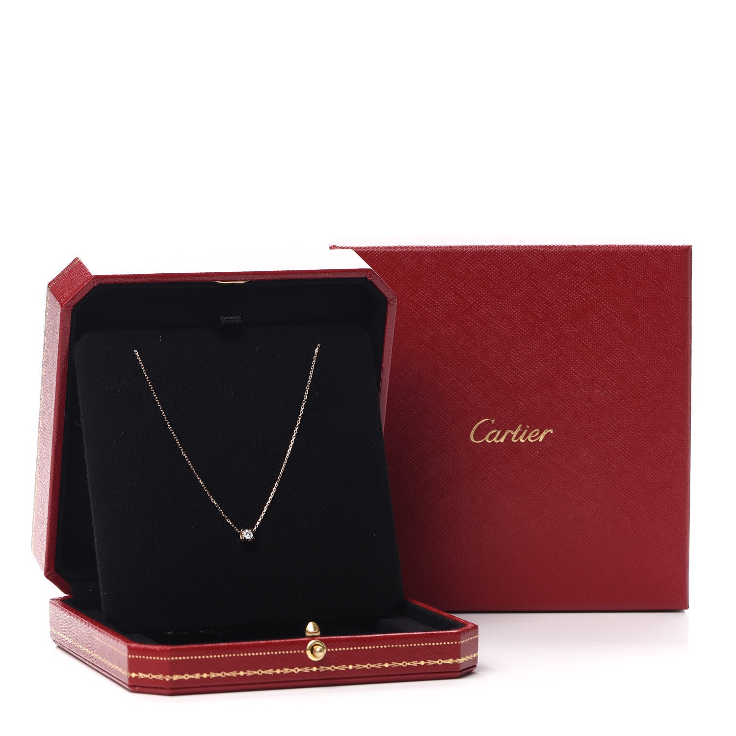 Cartier 18K Pink Gold Diamond .18ct C De Pendant Necklace 7 of 7
