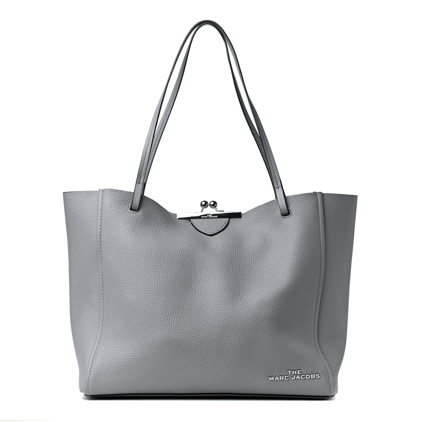 Calfskin Kiss Lock Tote Rock Gray