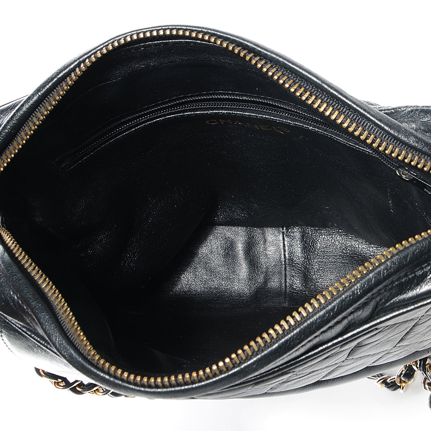 Lambskin Quilted Tassel Camera Case Black