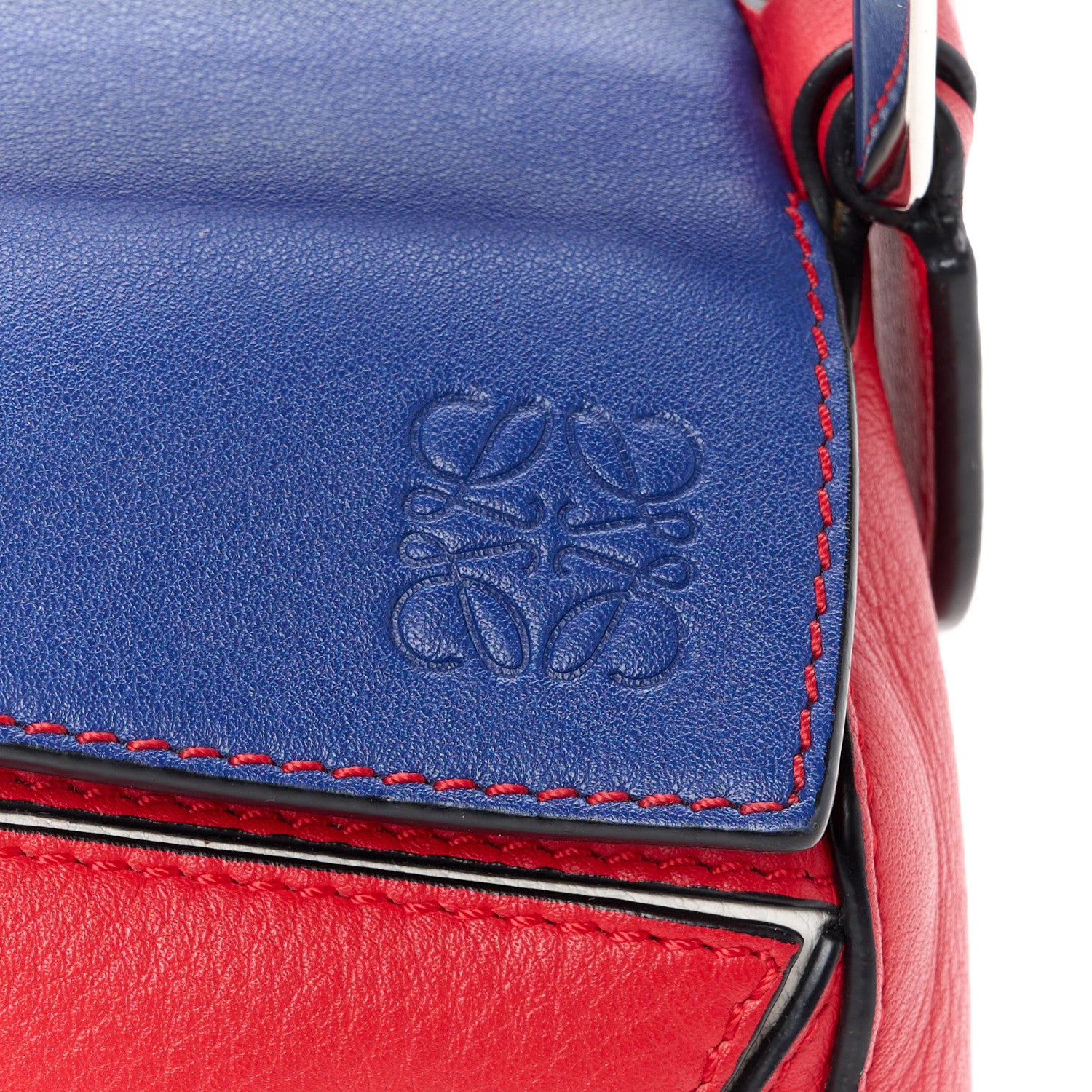 Loewe Calfskin Small Puzzle Bag Red Blue 7 of 10
