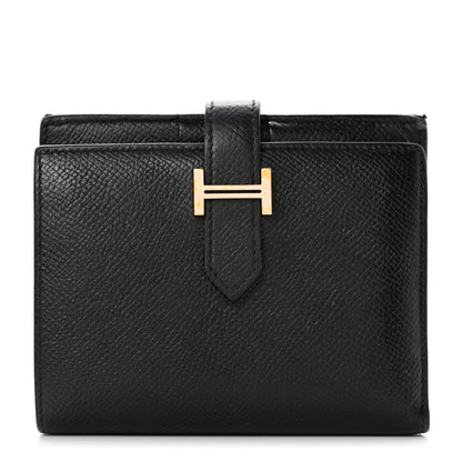 Hermes Epsom Bearn Compact Wallet Black 1 of 8