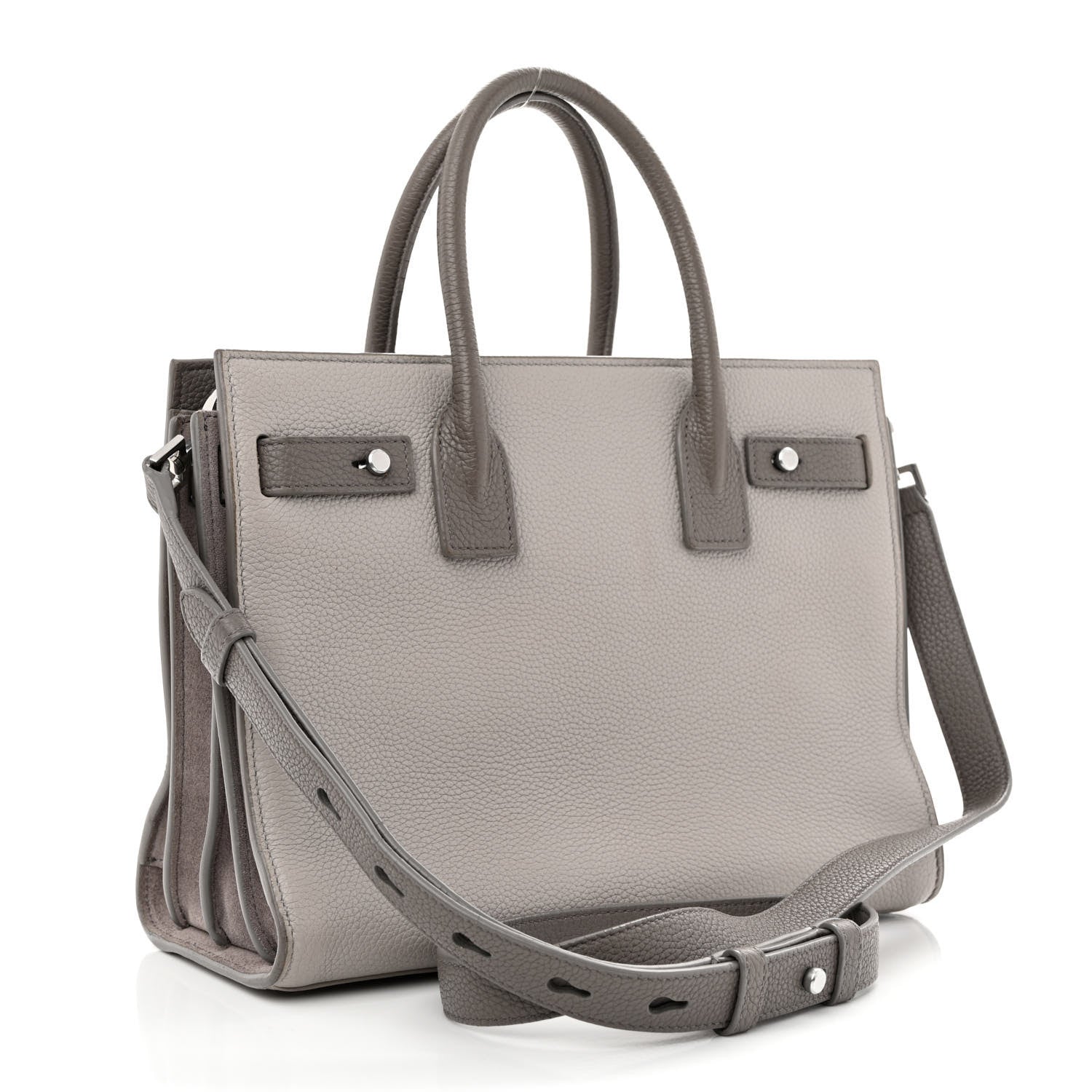 Saint Laurent Grained Calfskin Bi-Color Baby Supple Sac De Jour Souris Fog 3 of 12