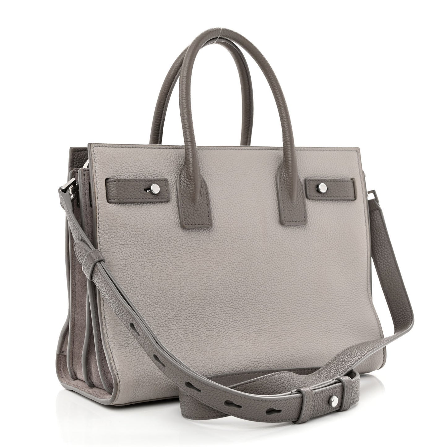 Grained Calfskin Bi-Color Baby Supple Sac De Jour Souris Fog