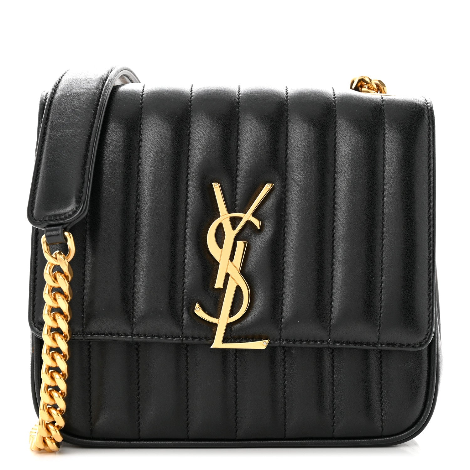 Saint Laurent Lambskin Matelasse Monogram Medium Vicky Chain Bag Black 1 of 11