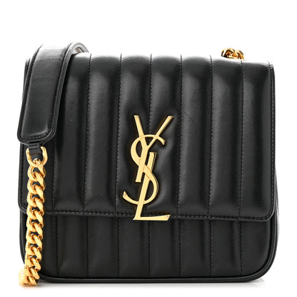 Saint Laurent Lambskin Matelasse Monogram Medium Vicky Chain Bag Black 1 of 11