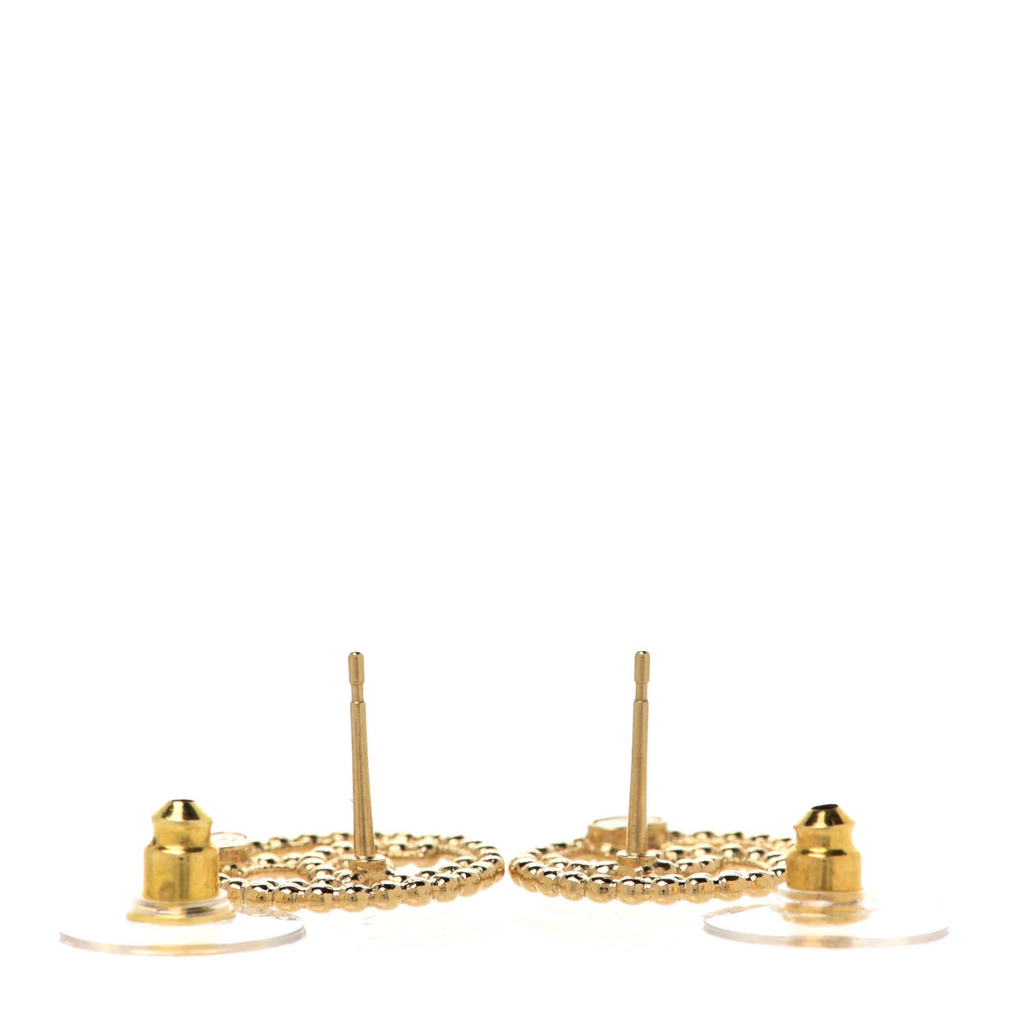 Metal Bead Round CC Stud Earrings Gold
