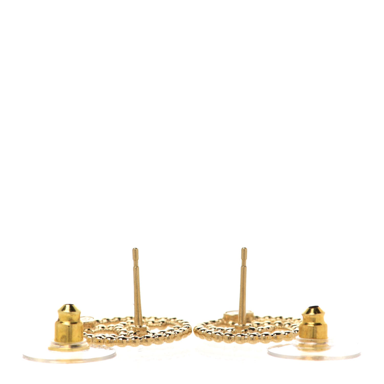 Chanel Metal Bead Round CC Stud Earrings Gold 3 of 5