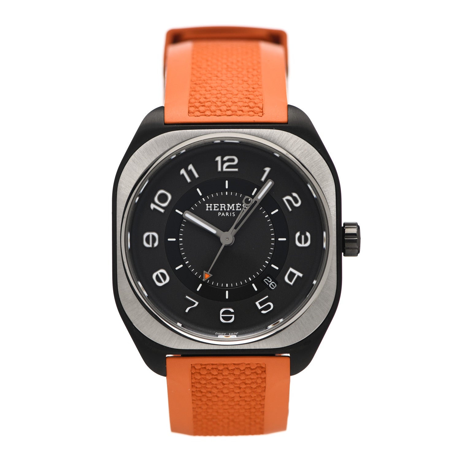 Hermes DLC Coated Titanium Rubber 39mm H08 Automatic Watch Orange 1 of 5