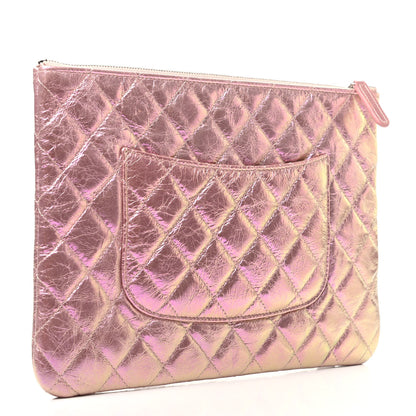 Chanel Iridescent Crumpled Calfskin Medium Cosmetic Case Pink 3 of 7