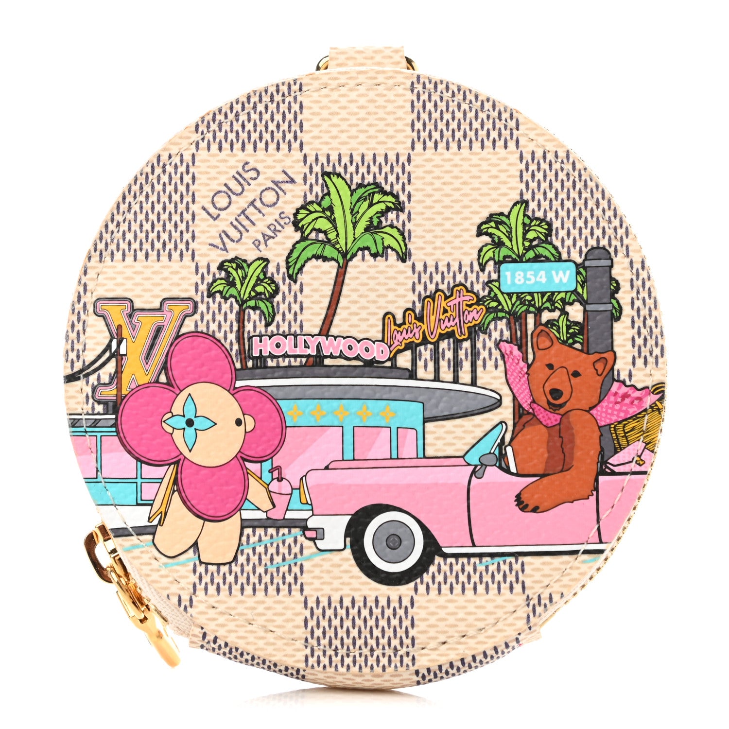 Louis Vuitton Damier Azur 2021 Christmas Animation Hollywood Bag Charm Fuchsia 1 of 7