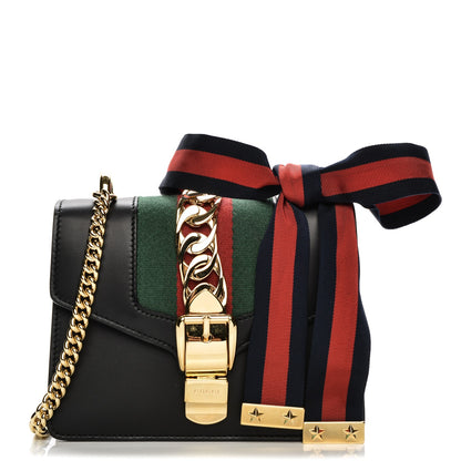 Gucci Calfskin Mini Sylvie Chain Shoulder Bag Black 1 of 7