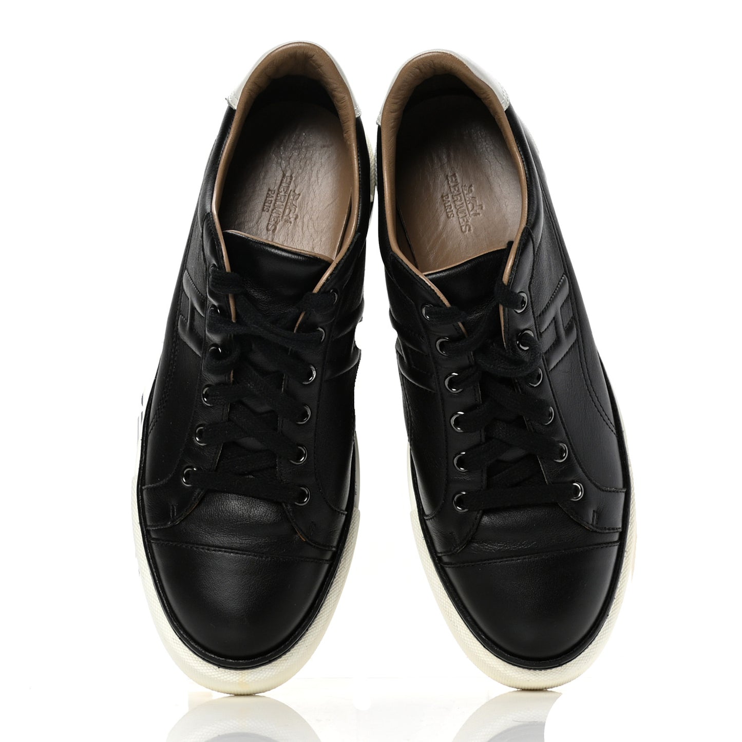 Calfskin Womens Polo Sneakers 40.5 Black White