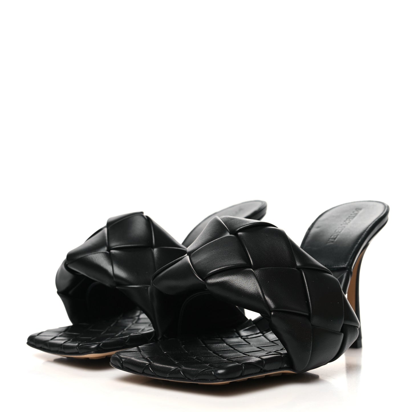 Nappa Maxi Intrecciato Lido Mule Sandals 40 Black