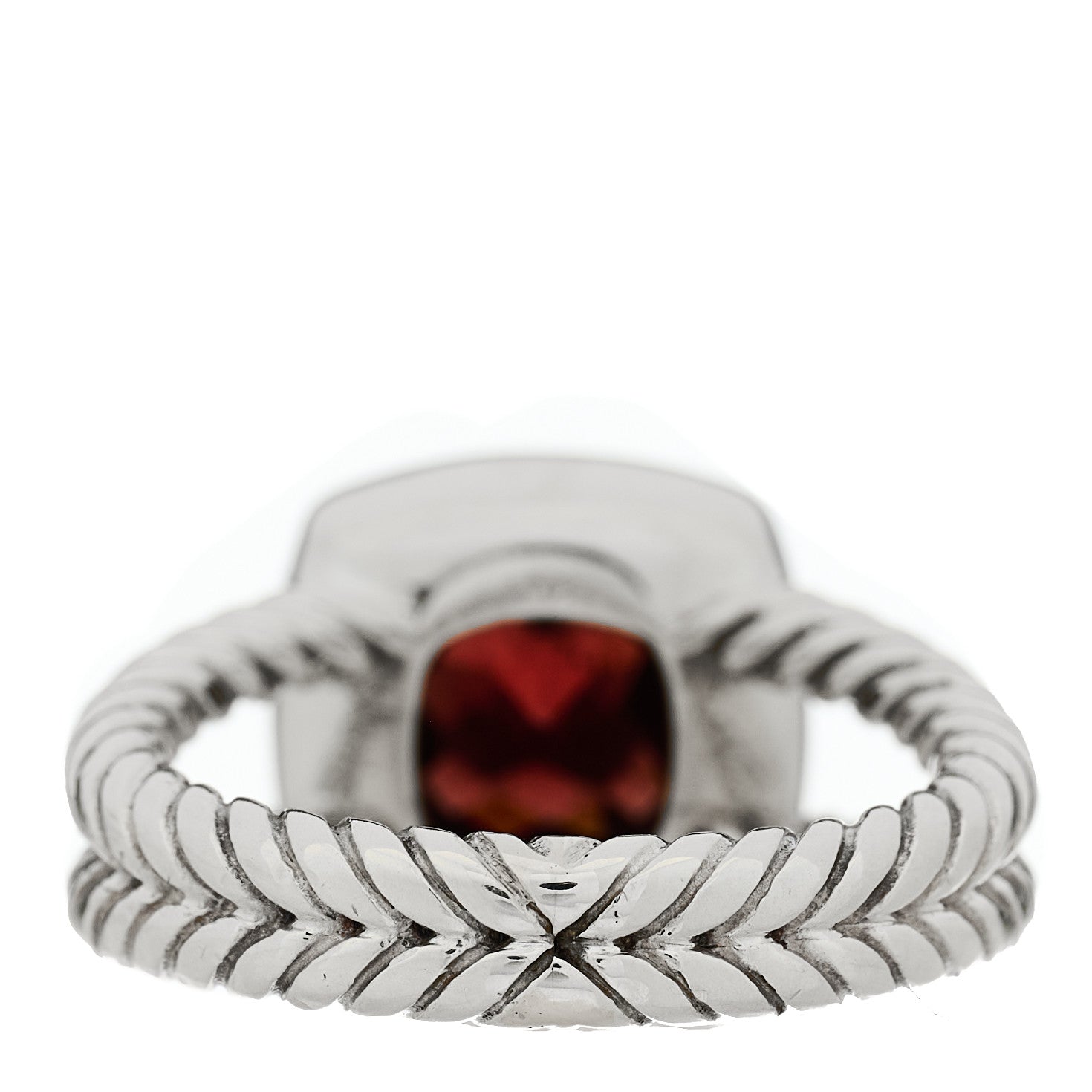 David Yurman Sterling Silver Diamond Garnet 7mm Petite Albion Ring 50 5.5 4 of 5