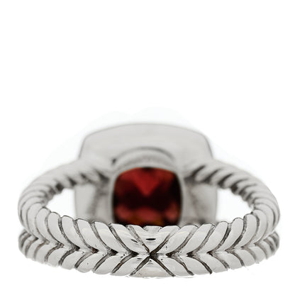 David Yurman Sterling Silver Diamond Garnet 7mm Petite Albion Ring 50 5.5 4 of 5