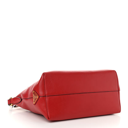Prada Glace Calfskin Embossed Logo Tote Rosso 4 of 11