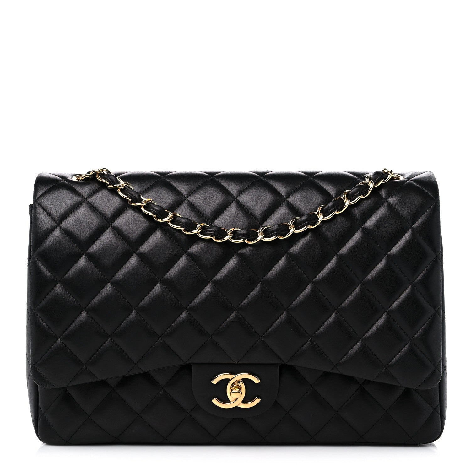 Chanel Lambskin Quilted Maxi Double Flap Black 1 of 9